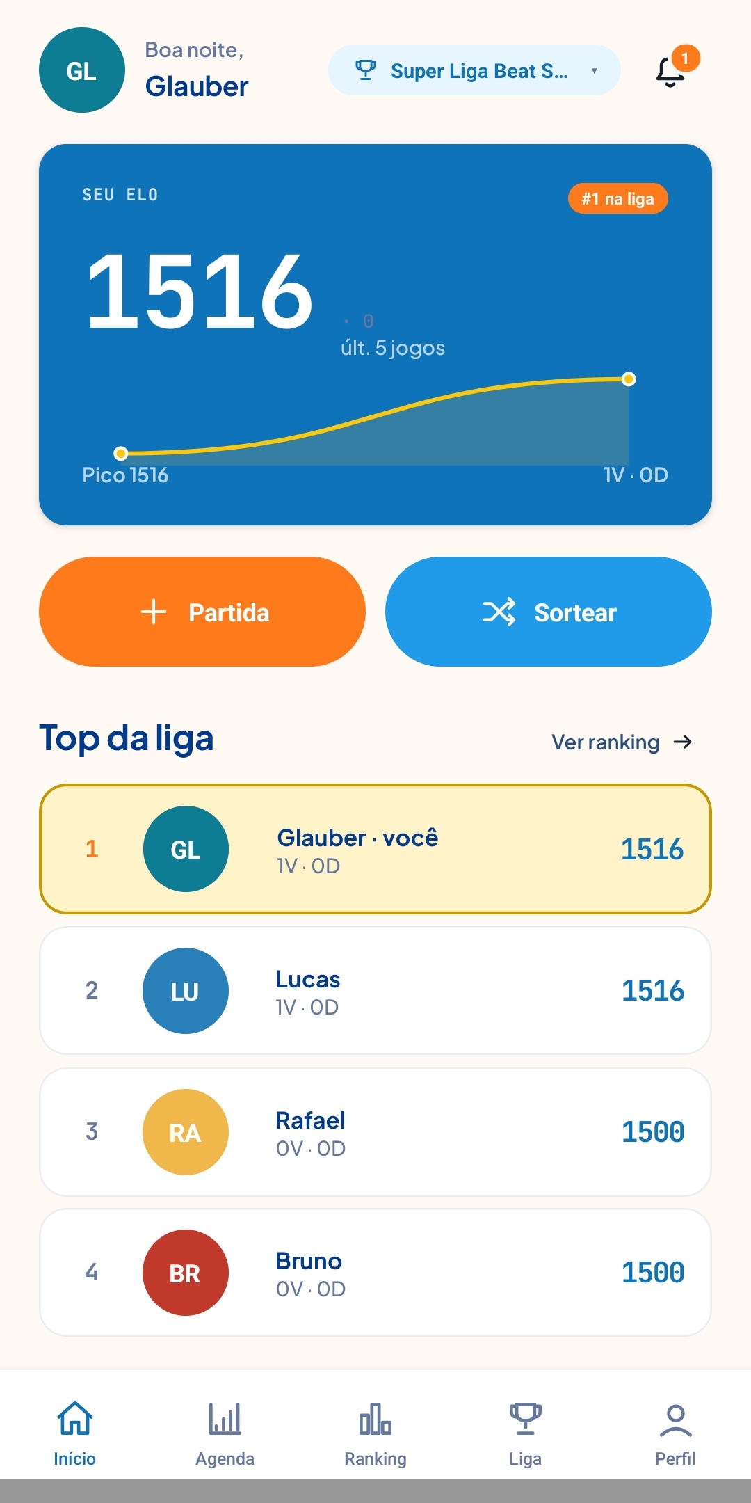 Tela inicial do FTV4Ever com seu Elo e o top da liga